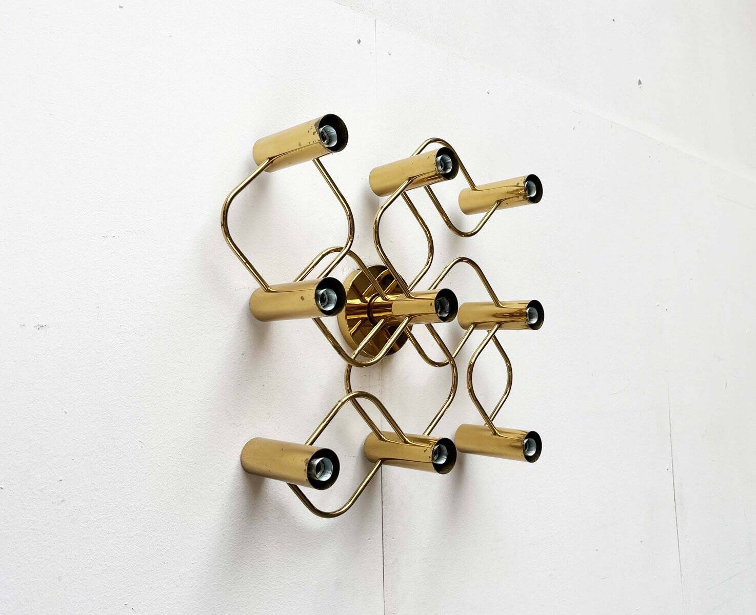 Vintage German wall lamp Hollywood Regency by Gaetano Sciolari for Leola, 1970s.