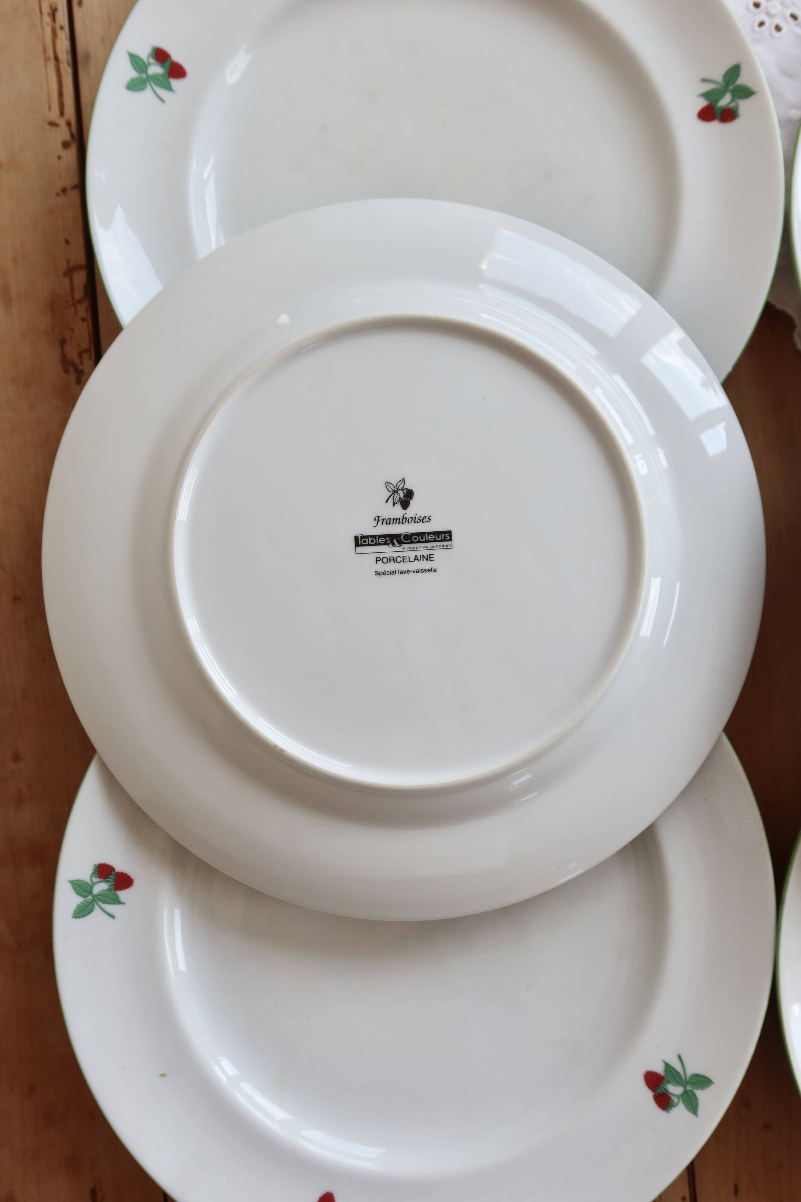 6 vintage flat plates porcelain Table et Couleurs model Raspberries