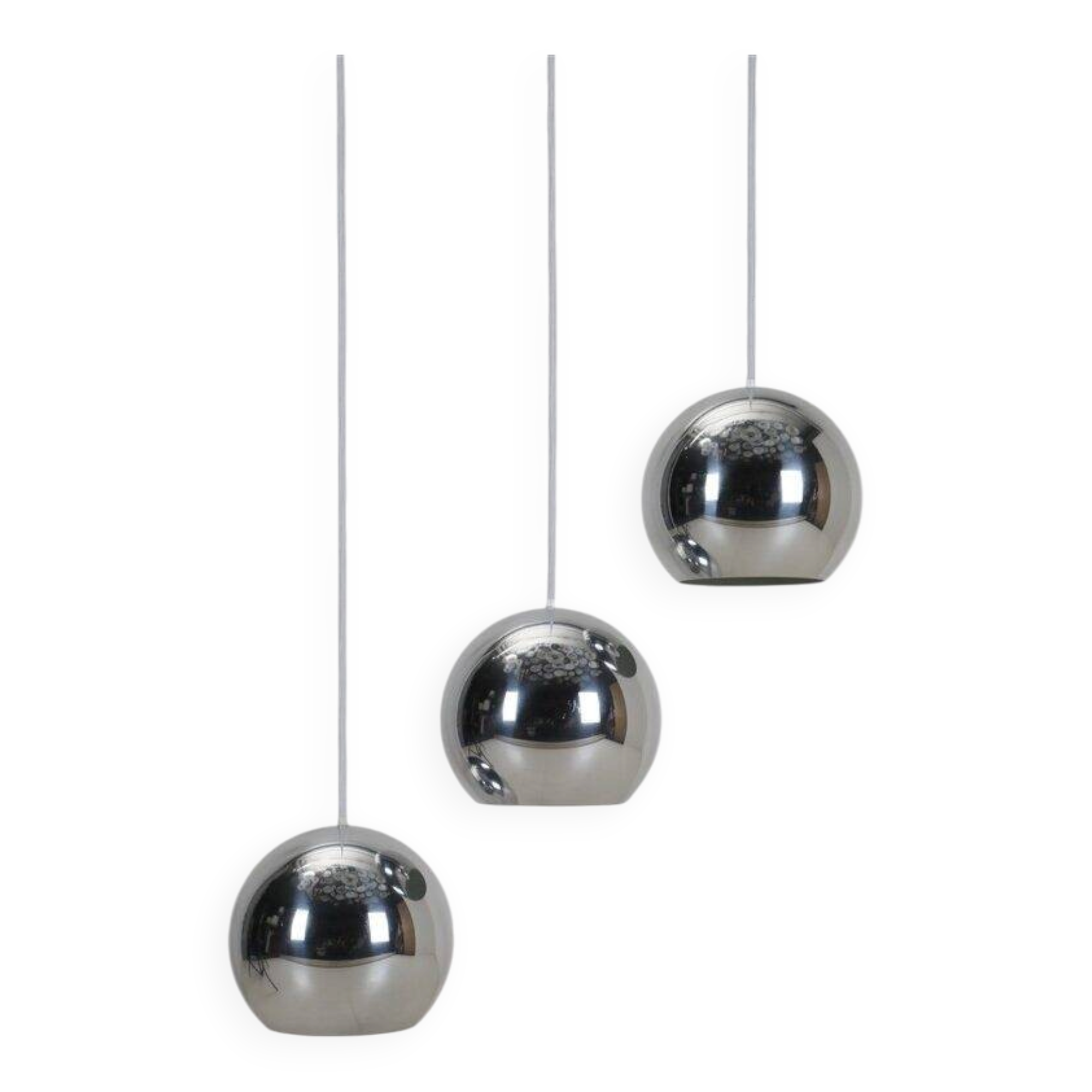 Set of 3 original Louis Poulsen / Verner Panton “Topan” pendant lamps / mid-century Danish modern design / 1960s / 1970s
