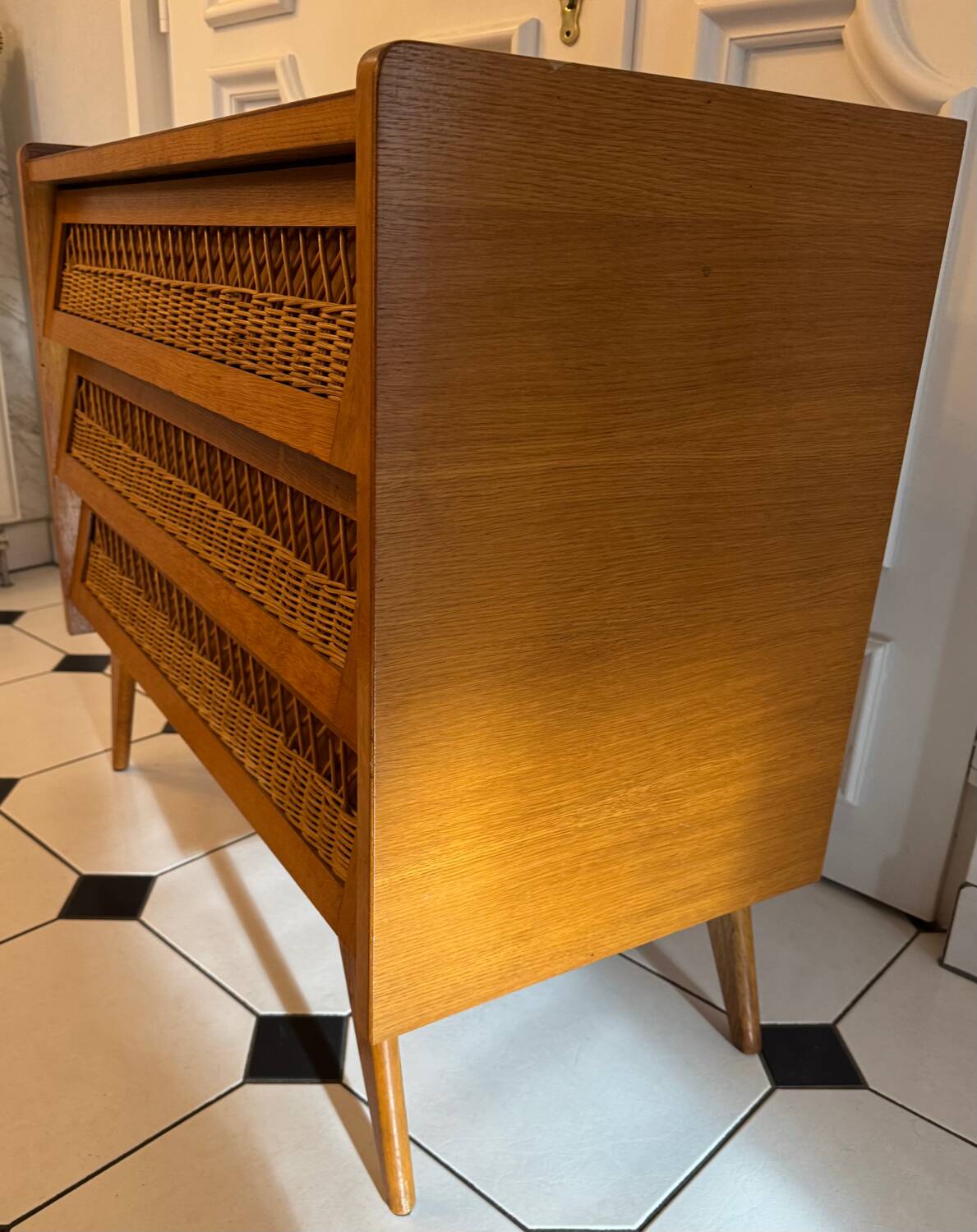 Vintage chest of drawers with compass feet