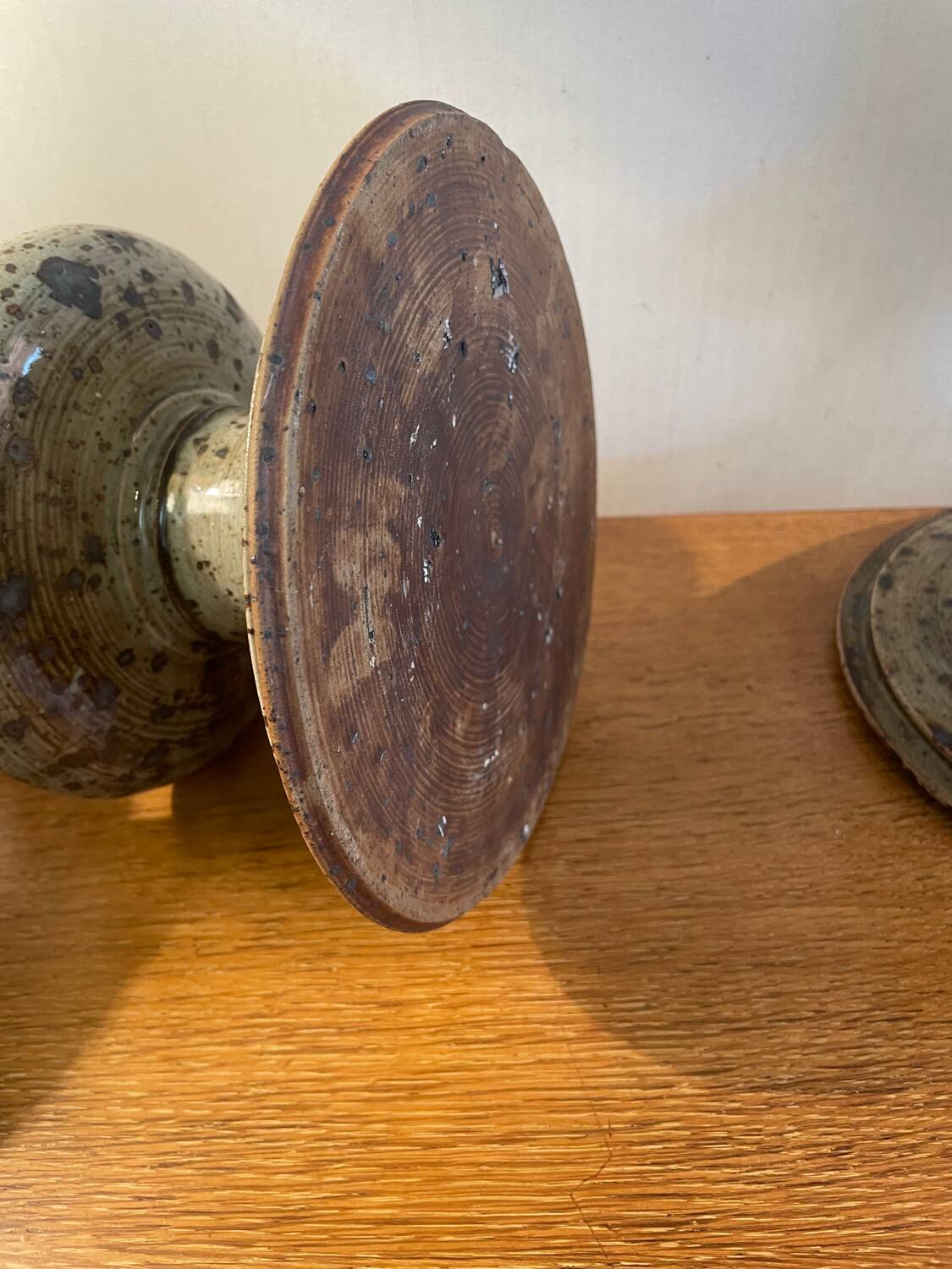 Pair of vintage 1970s stoneware lamps