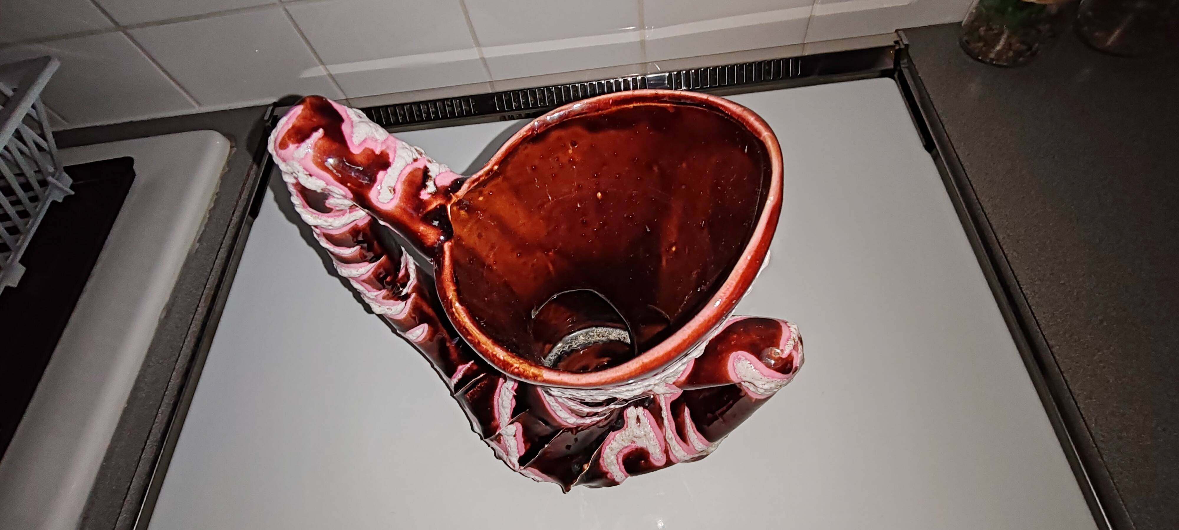 Ancient vase VALLAURIS sea foam fat lava