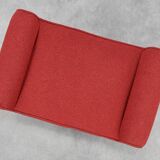 Art Deco Red Reupholstered Stool, Belgium ca. 1920