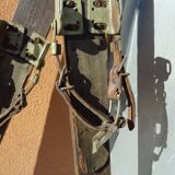 Pair of wooden skis and poles for children
