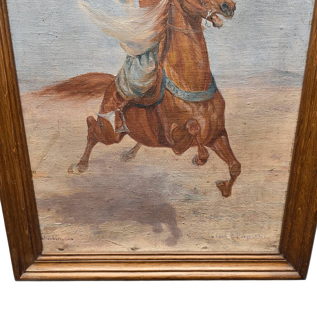 John Lewis Shonborn Peinture avec cavalier arabe, vers 1900