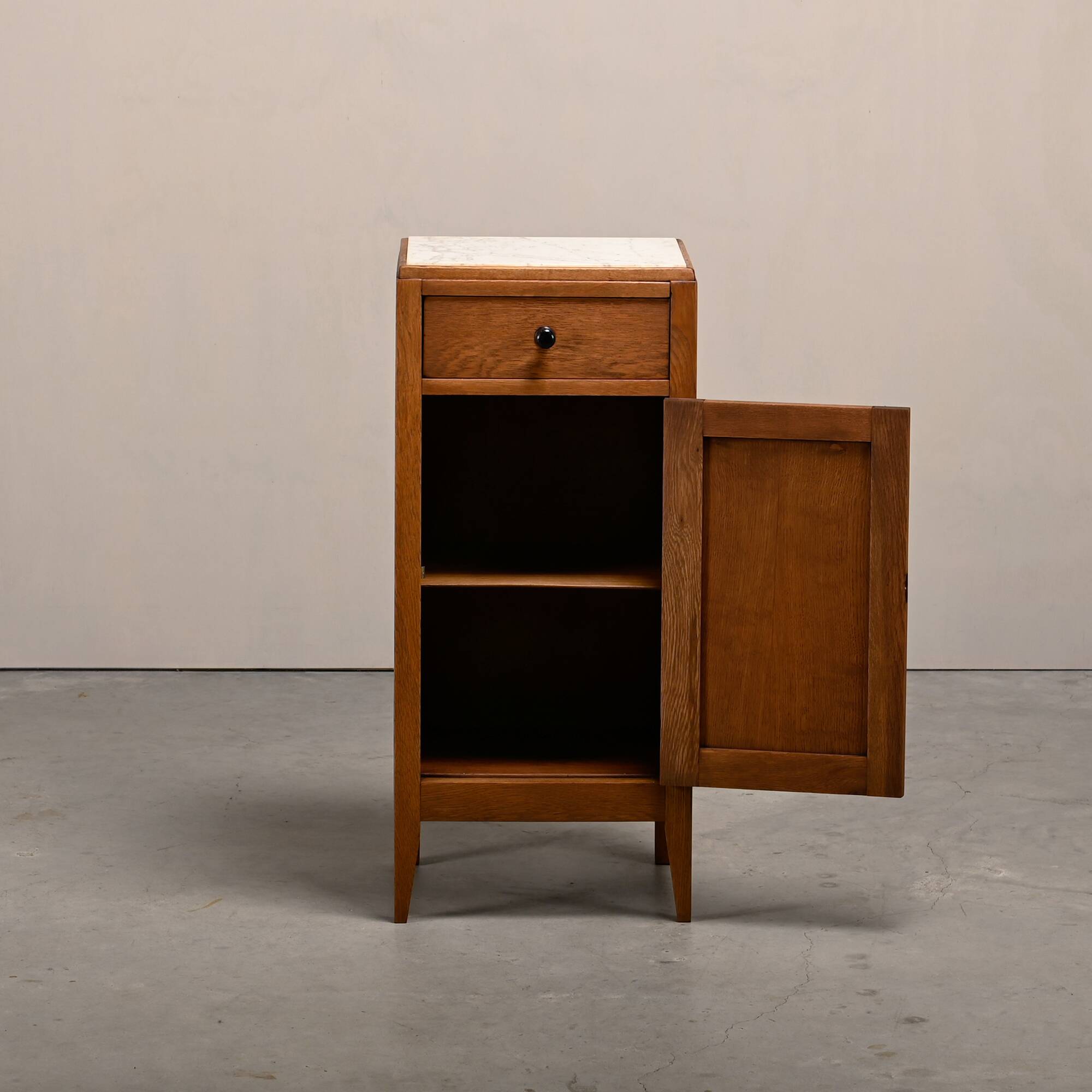 Art Deco Nightstand or Bedside table Oak and Marble, Dutch, 1930s