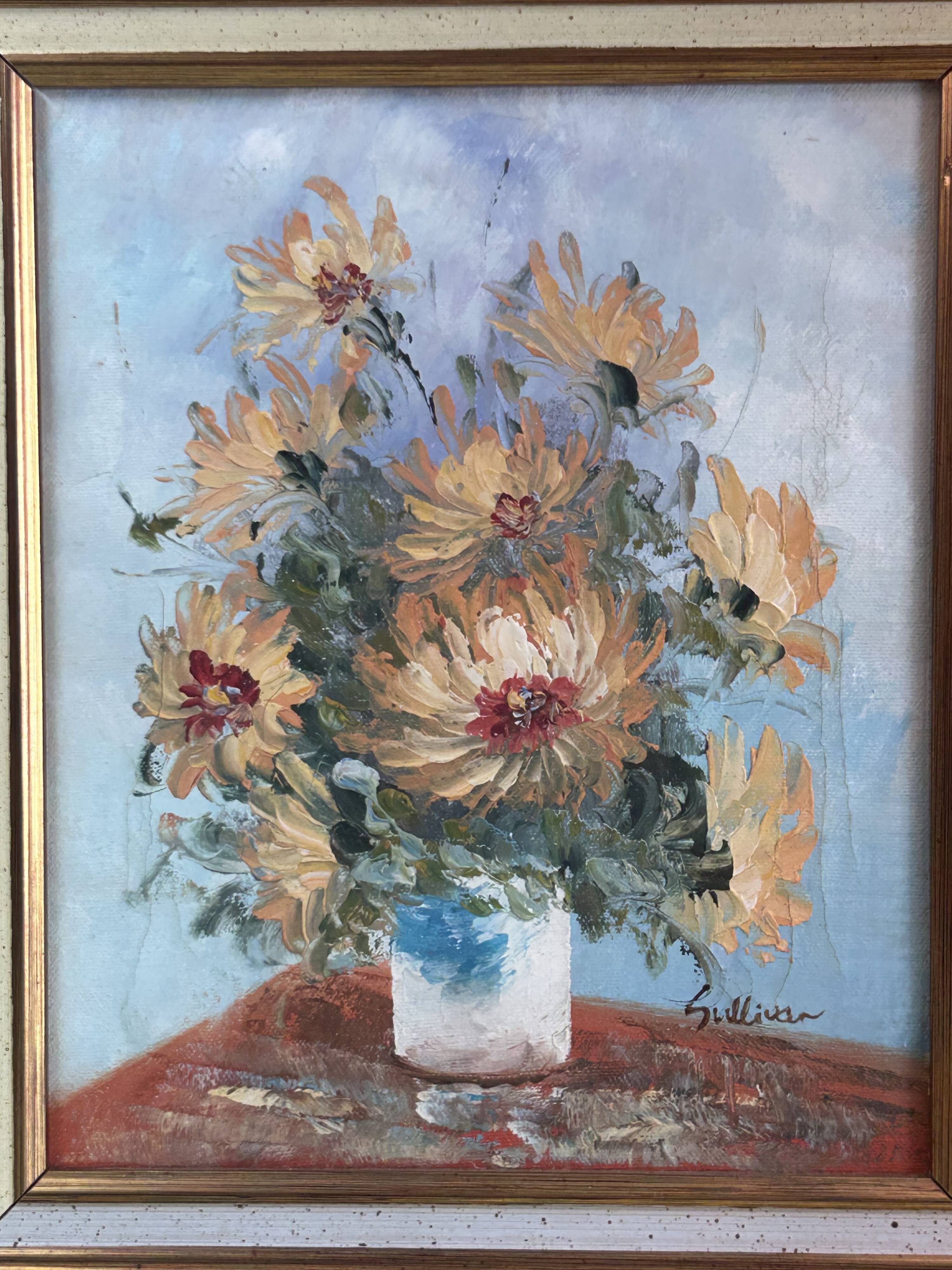Oil painting on canvas, Bouquet of Flowers, Signed Sullivan