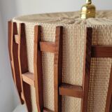 Scandinavian pendant lamp in wood and burlap