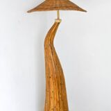 Lampadaire sculptural en rotin « Champignon »