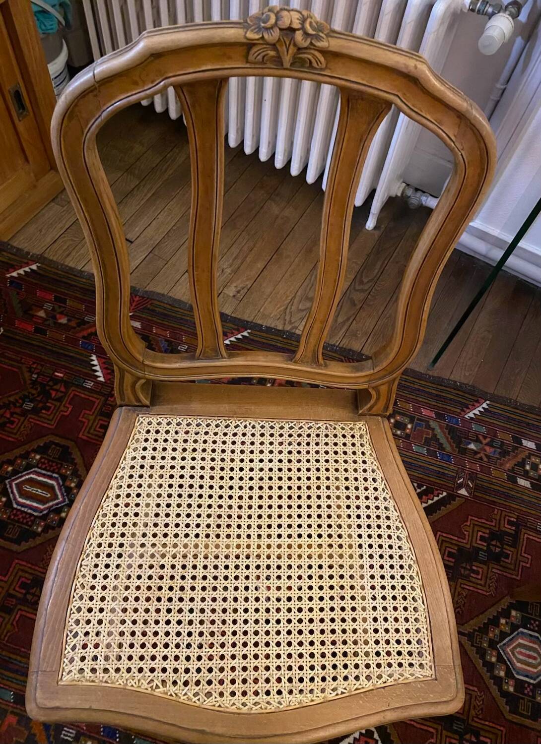 1 caned beech chair, 1950s