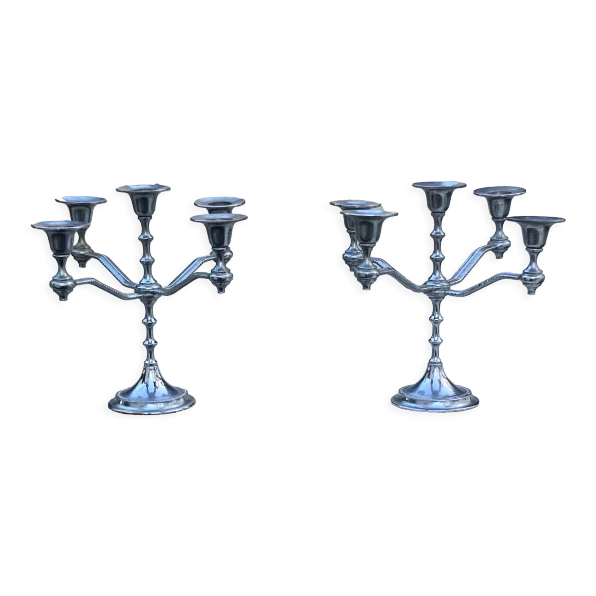 Two antique metal candelabra chandeliers