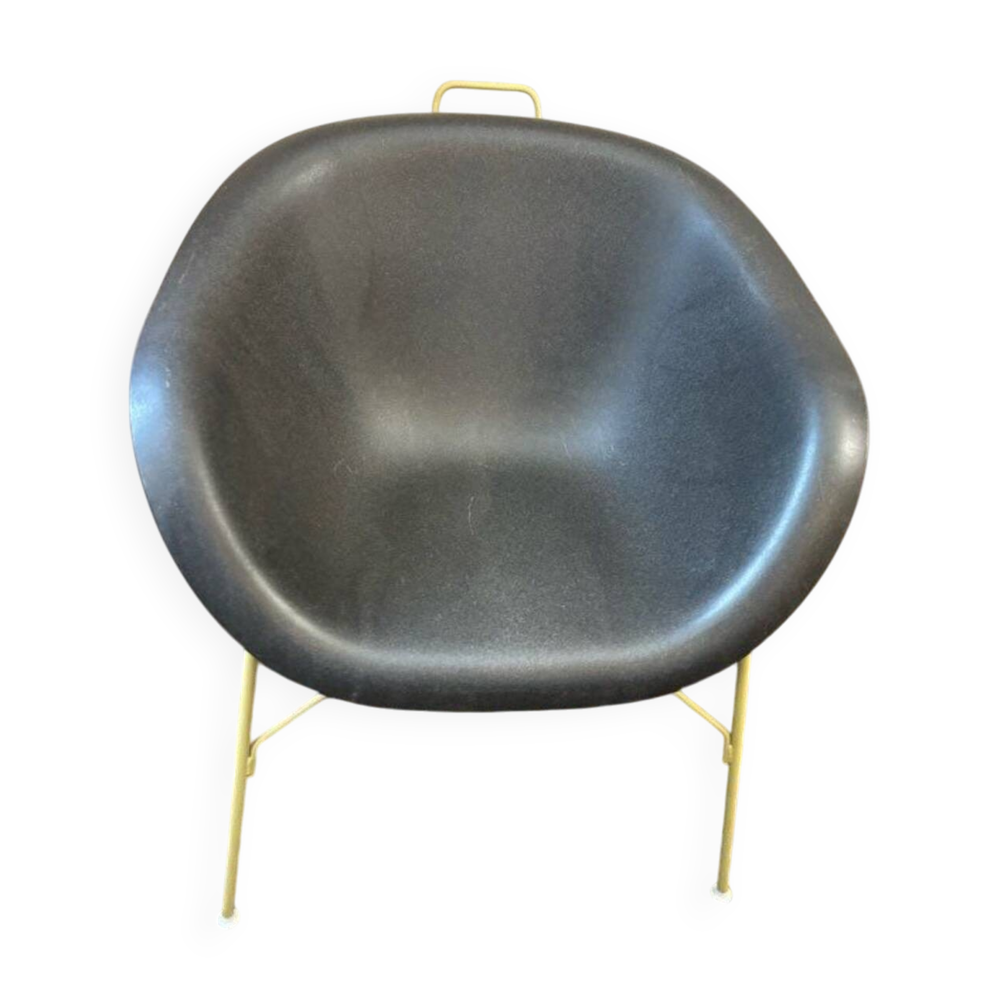 Designer armchair with a black shell – metal frame