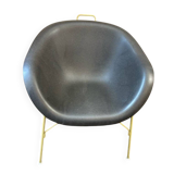 Designer armchair with a black shell – metal frame