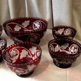 Boheme crystal dessert set comprising a salad bowl and 5 assorted cups