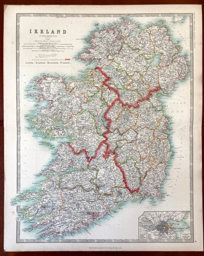 Carte ancienne : L'Irlande by Keith Johnston - XIXe
