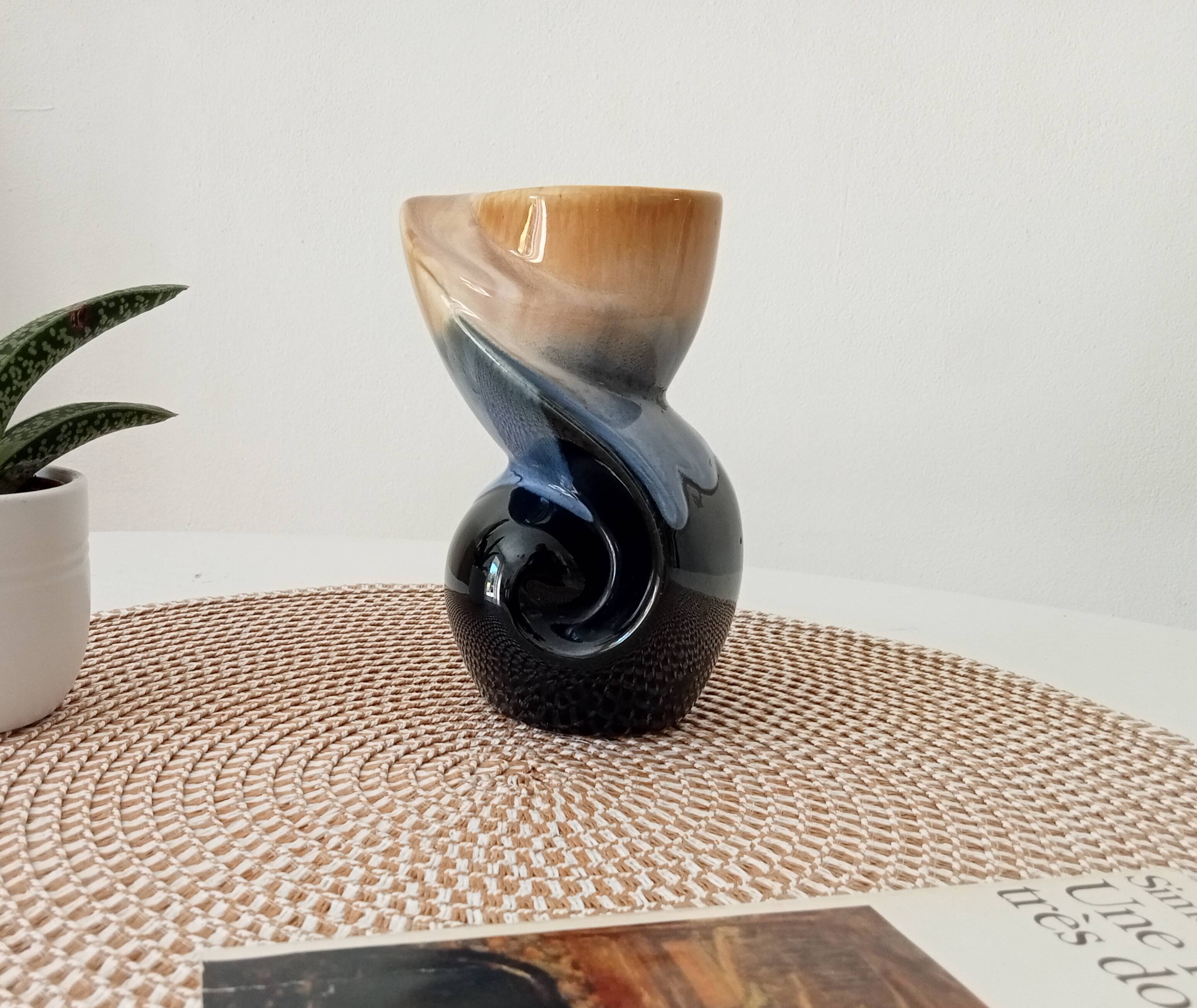 Vintage twist vase in Vallauris style