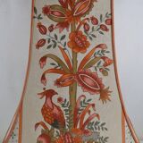 France 1970s - Vintage lamp with a chrome base and shade featuring Asian decor.