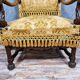 Large armchair with high Renaissance back in solid walnut around 1850-1860