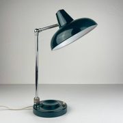 Green metal industrial desk lamp, Italy, 1960s
