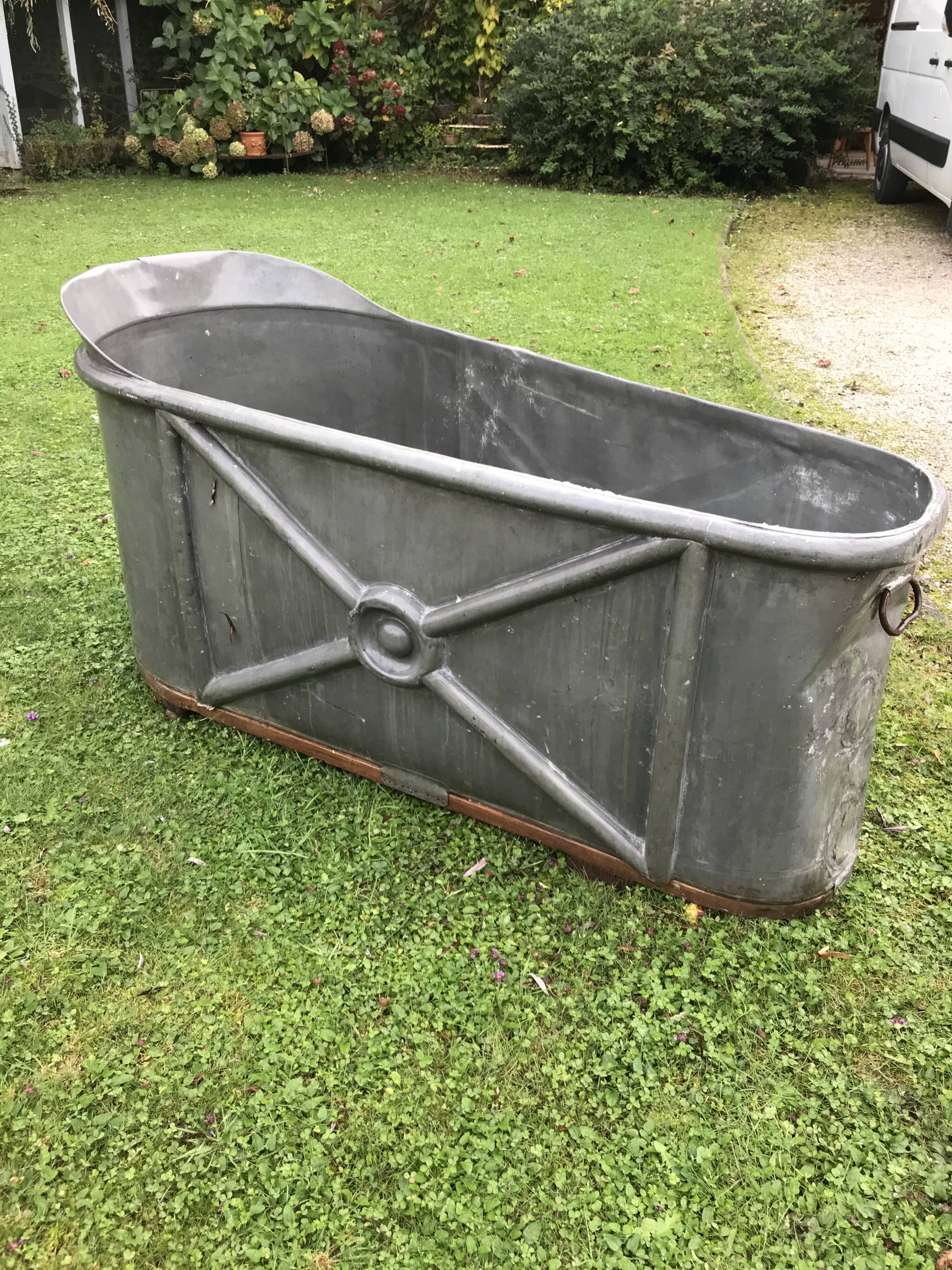 Old zinc bathtub