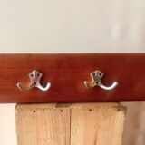 Vintage wooden wall coat rack - 6 double hooks