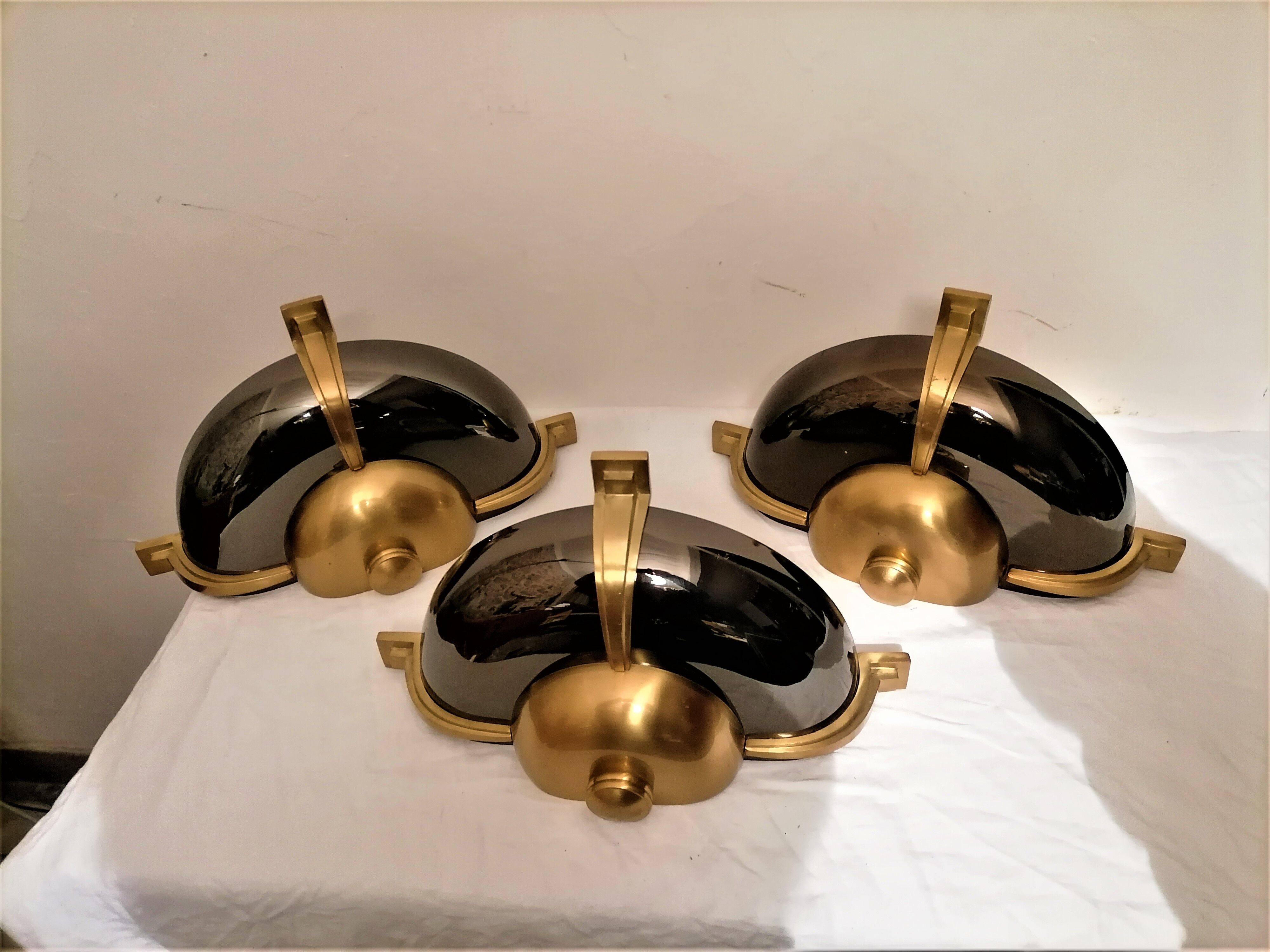 Suite of 3 art deco wall lamps