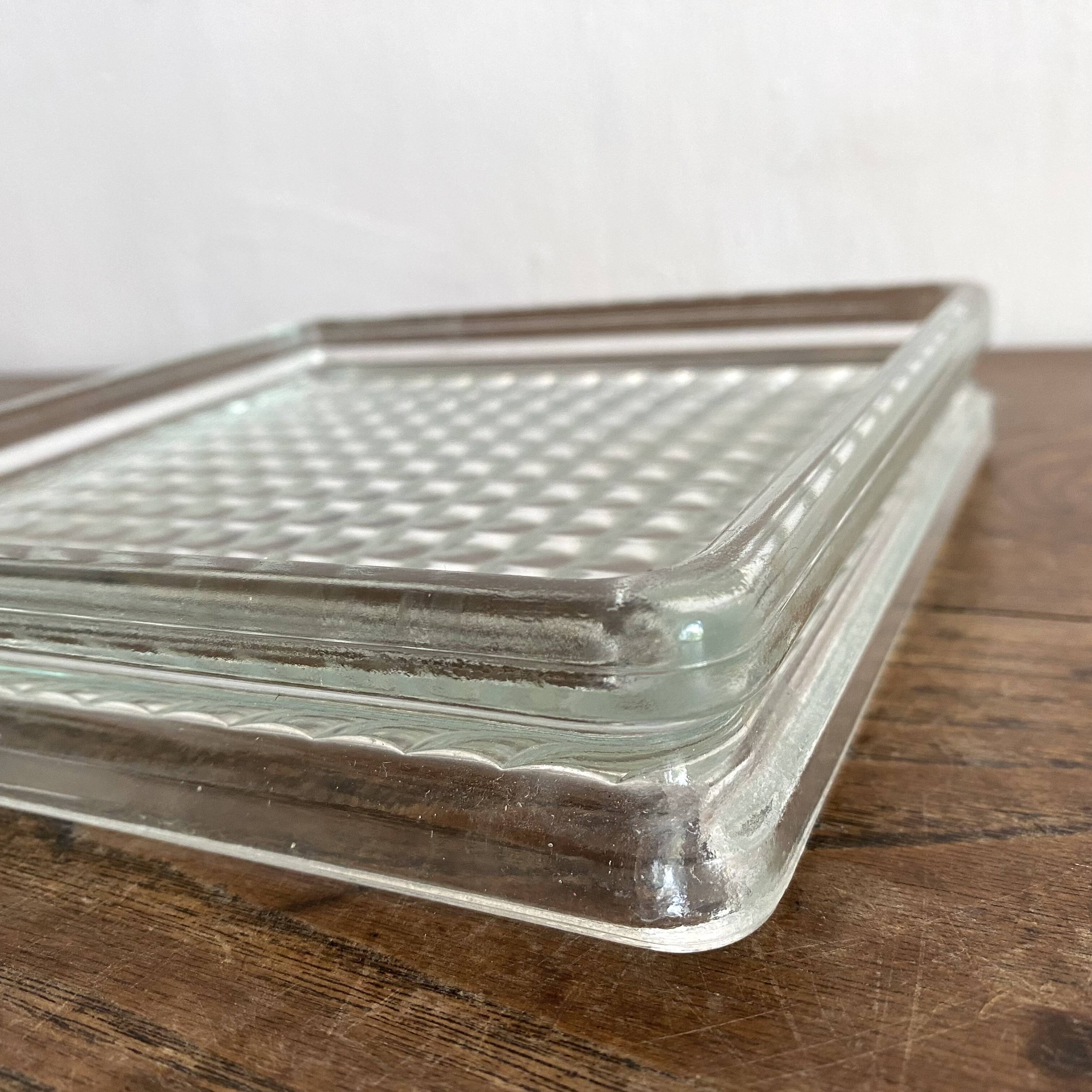 Vintage square glass pocket empty