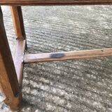 Antique oak farmhouse table with cat bar and 2 end drawers