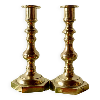 Pair of old brass candlesticks