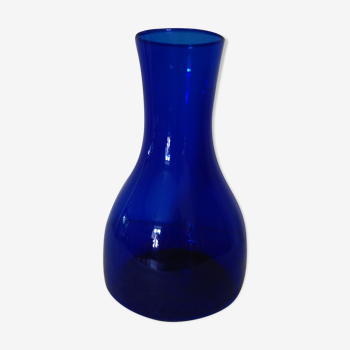 Vase forme flacon  bleu cobalt