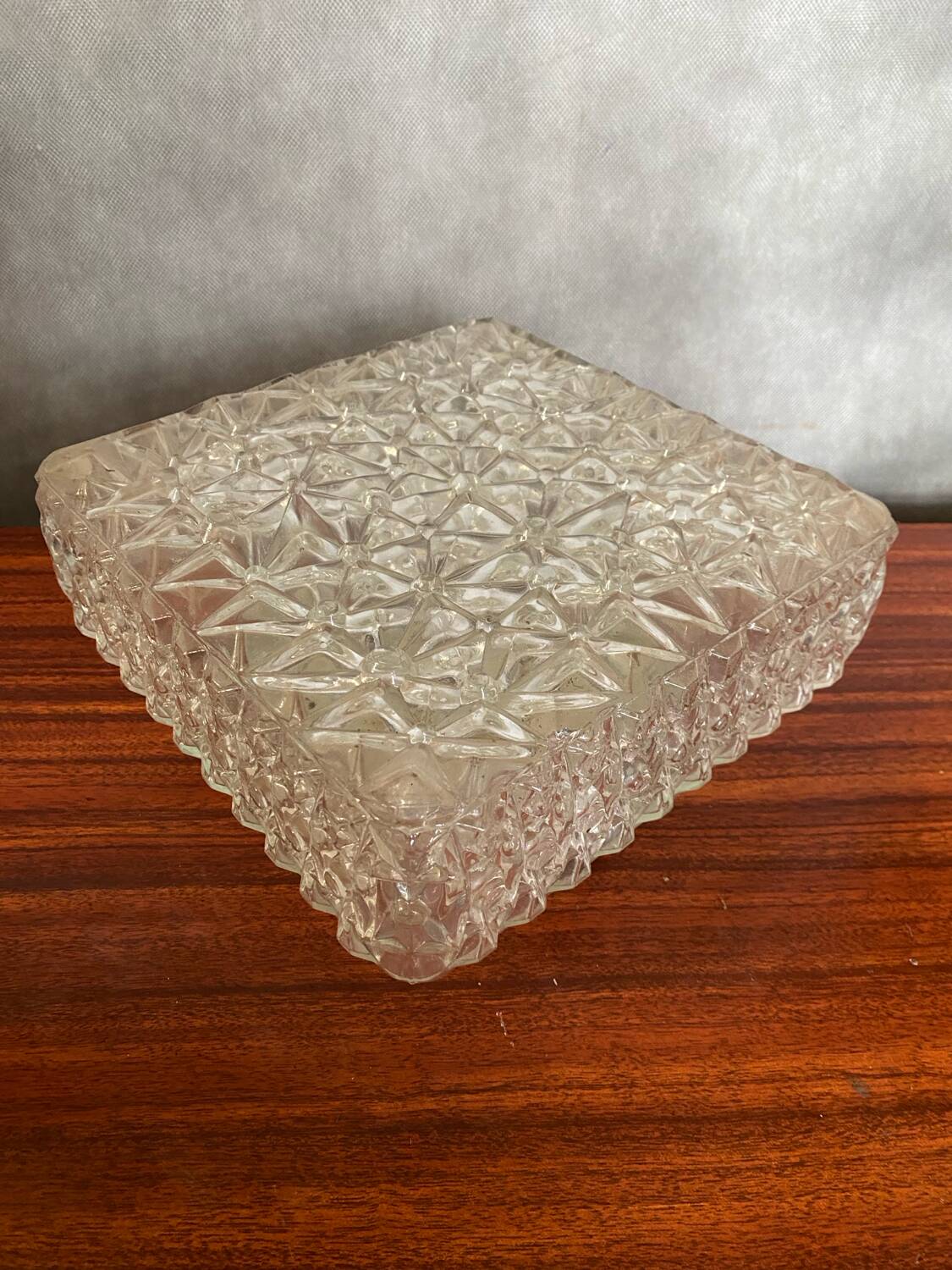 Antique Ceiling Light Sconce Molded Glass + Black Metal Bracket Vintage