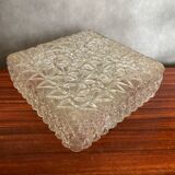 Antique Ceiling Light Sconce Molded Glass + Black Metal Bracket Vintage