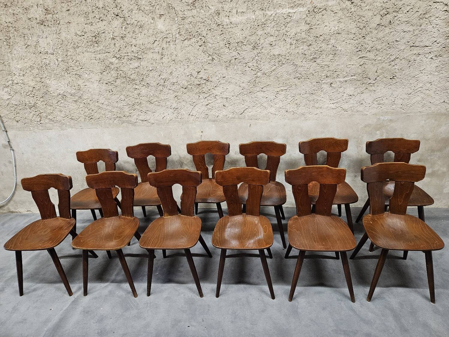 Set of 12 vintage bistro chairs 1960