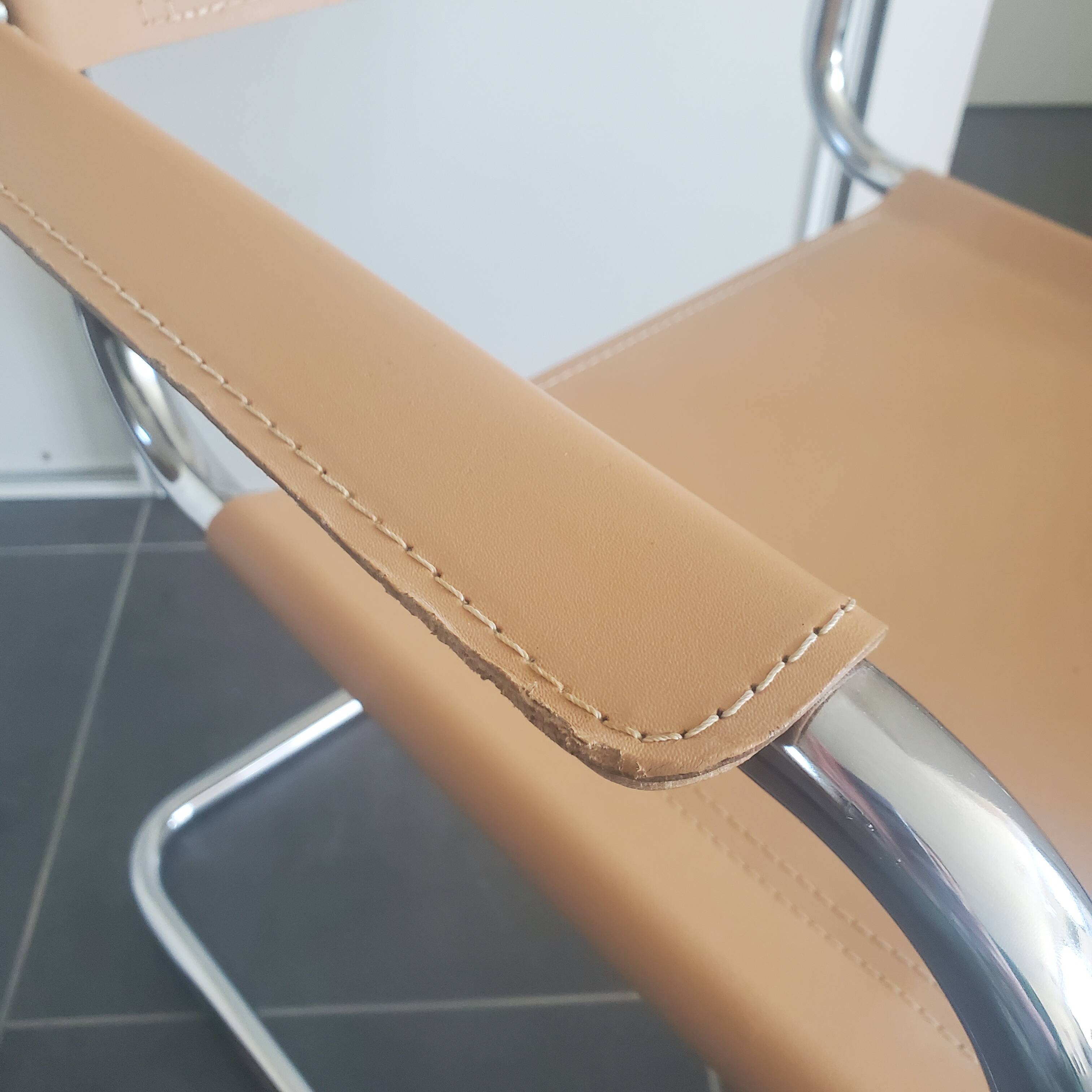 Beige leather armchair