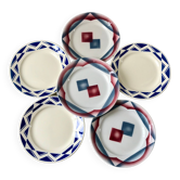 Lot de 6 assiettes plates badonviller courville et sumatra années 30