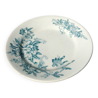 Ancienne assiette plate en terre de fer de la faïencerie de Lyon modèle floréal