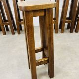 8 solid wood bar stools in brutalist style