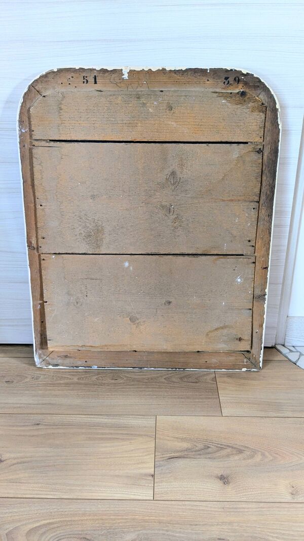 Miroir style Louis-Philippe 64 x 52 cm – Cadre mouluré blanc et marbre