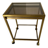 Brass rolling trolley with smoked glass from the 70s