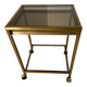 Brass rolling trolley with smoked glass from the 70s