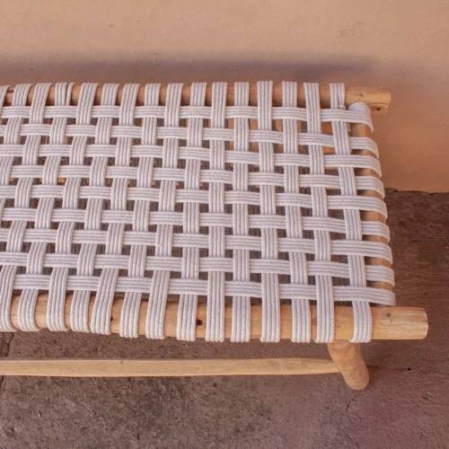 Braided white cream bench