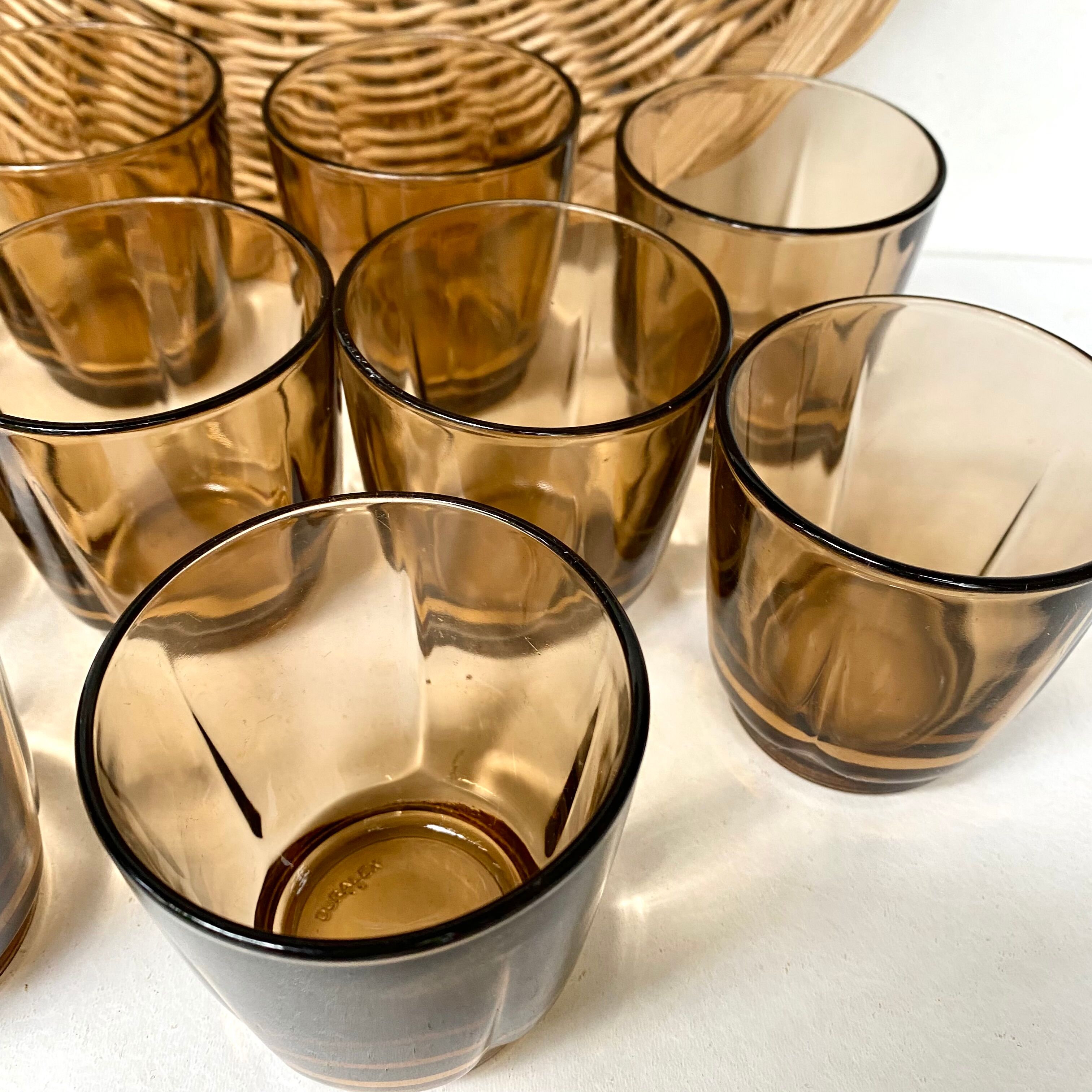 Vintage Duralex smoked water glasses