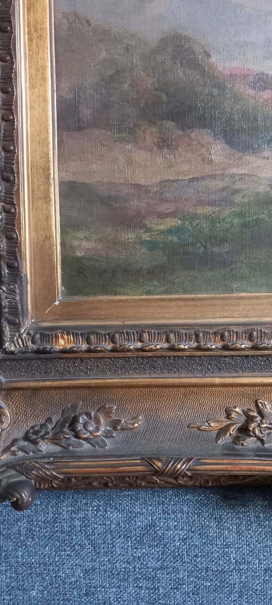 Old painting Late 19th century - R VERDUN (1873-1954) - Around the chin - 81*71.5 cms