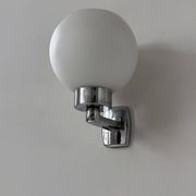 Pair of vintage wall lights, chrome and opaline glass, France, 1970
