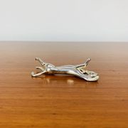 6 vintage silver metal horse knife rests