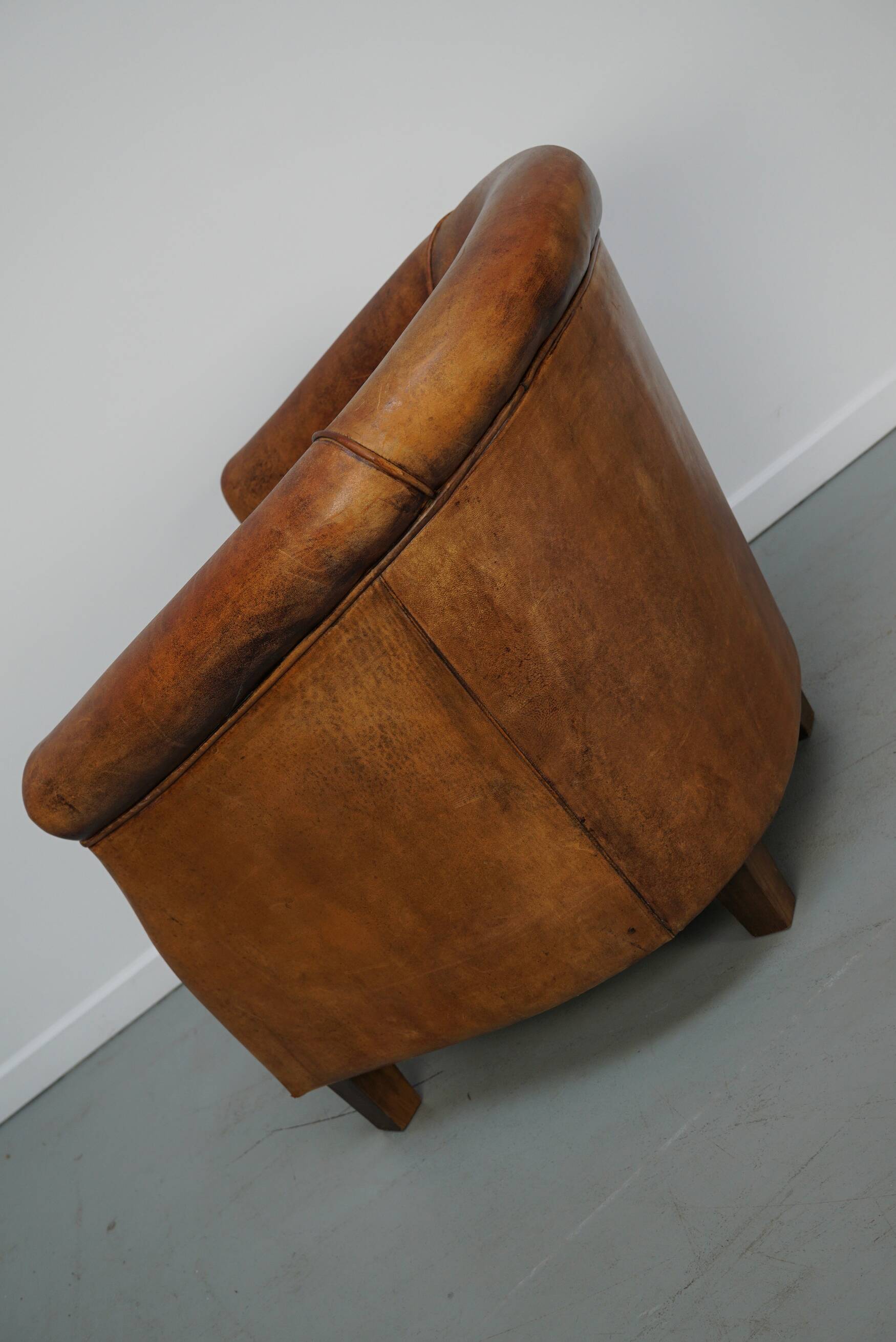 Vintage Dutch Club Chair in Cognac Leather