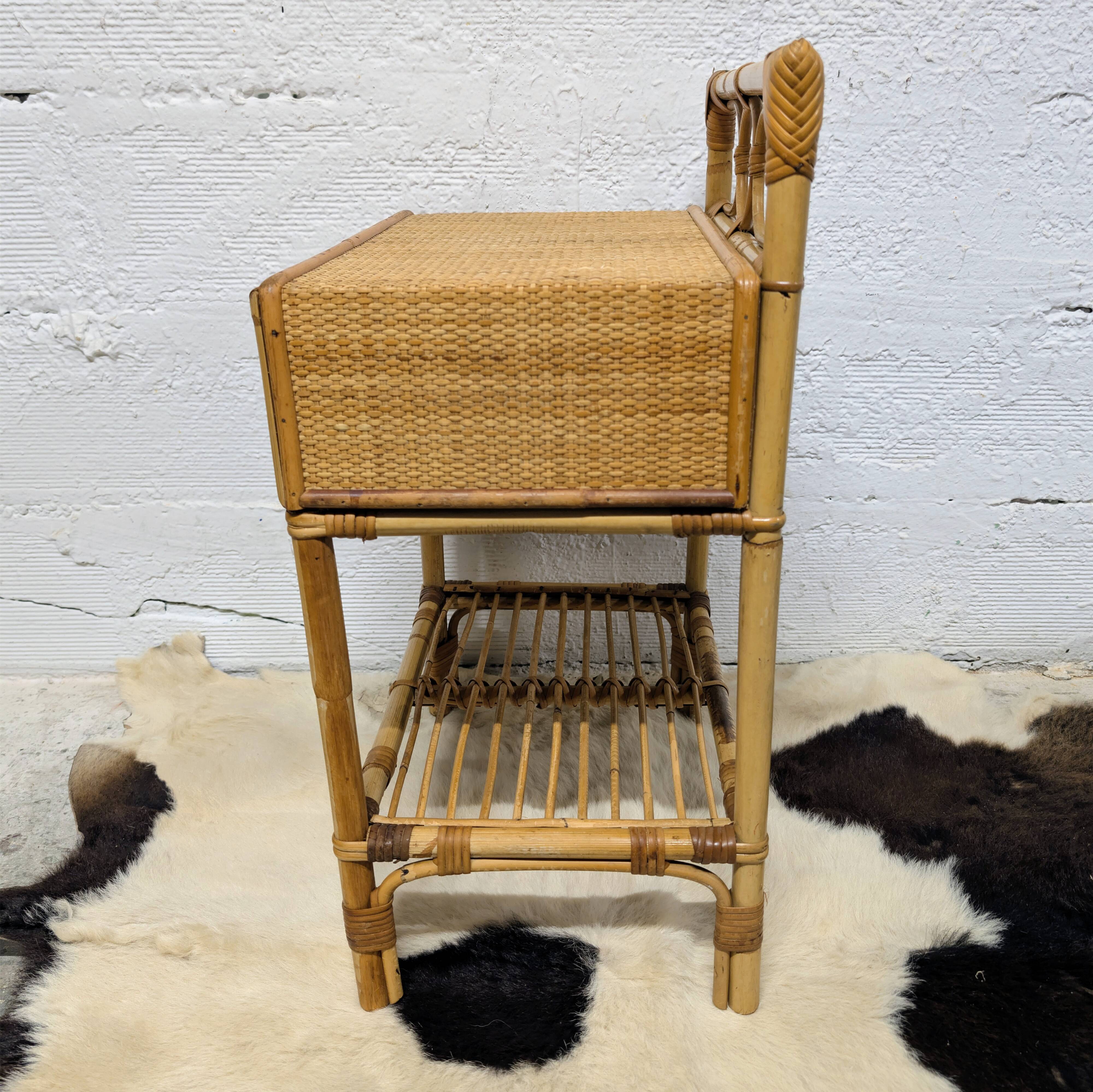 Rattan bedside table