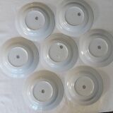 7 Vintage blue earthenware soup plates from Moulin des Loups, Orchies. ASCOTT model