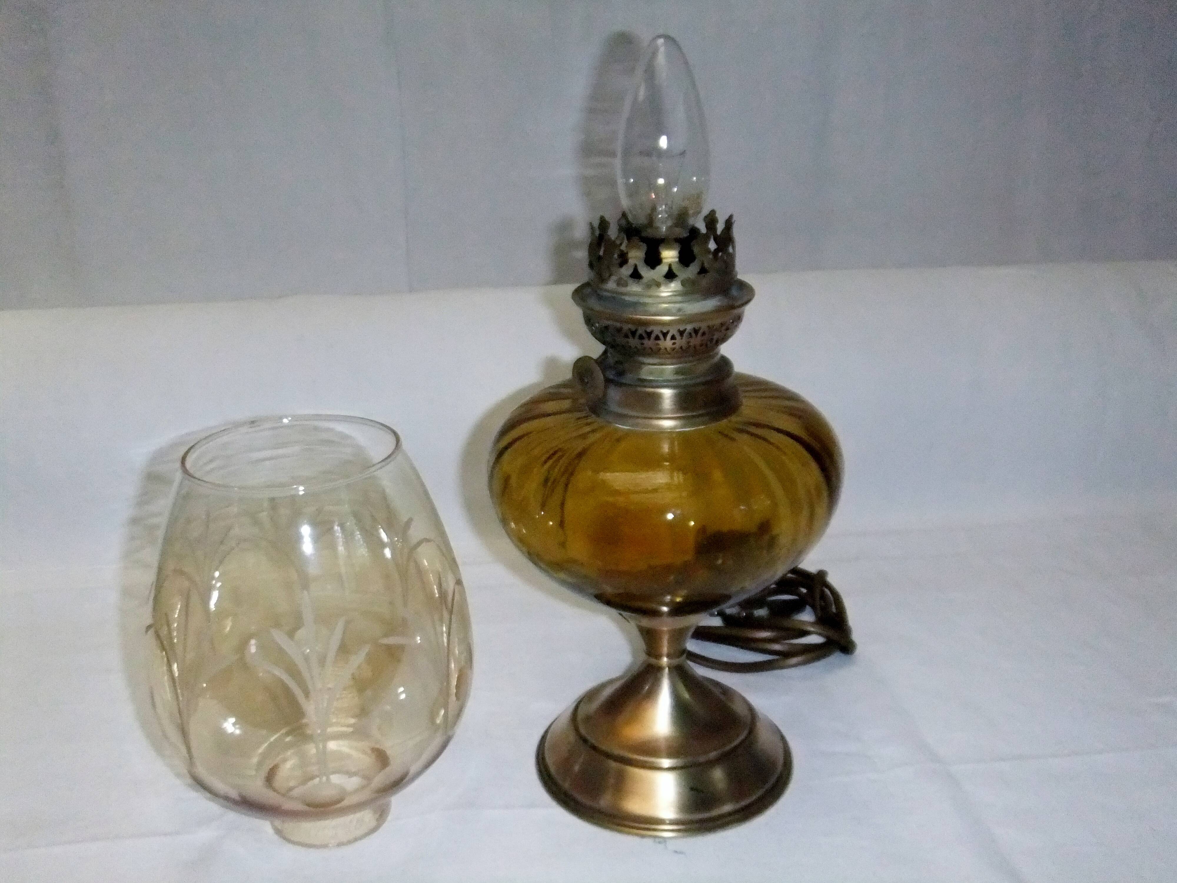 old table or bedside lamp electrified kerosene lamp