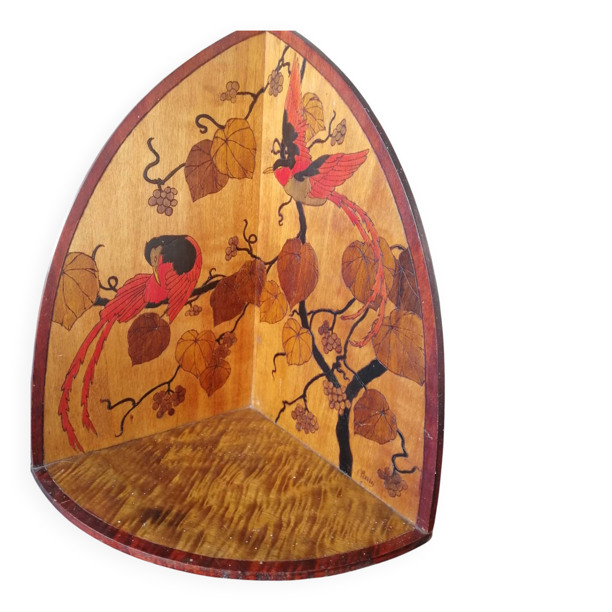 Art Nouveau corner shelf signed Clarry